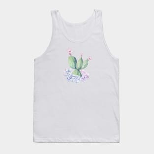 Pretty Pink and Green Southwest Cactus Succulent Tank Top